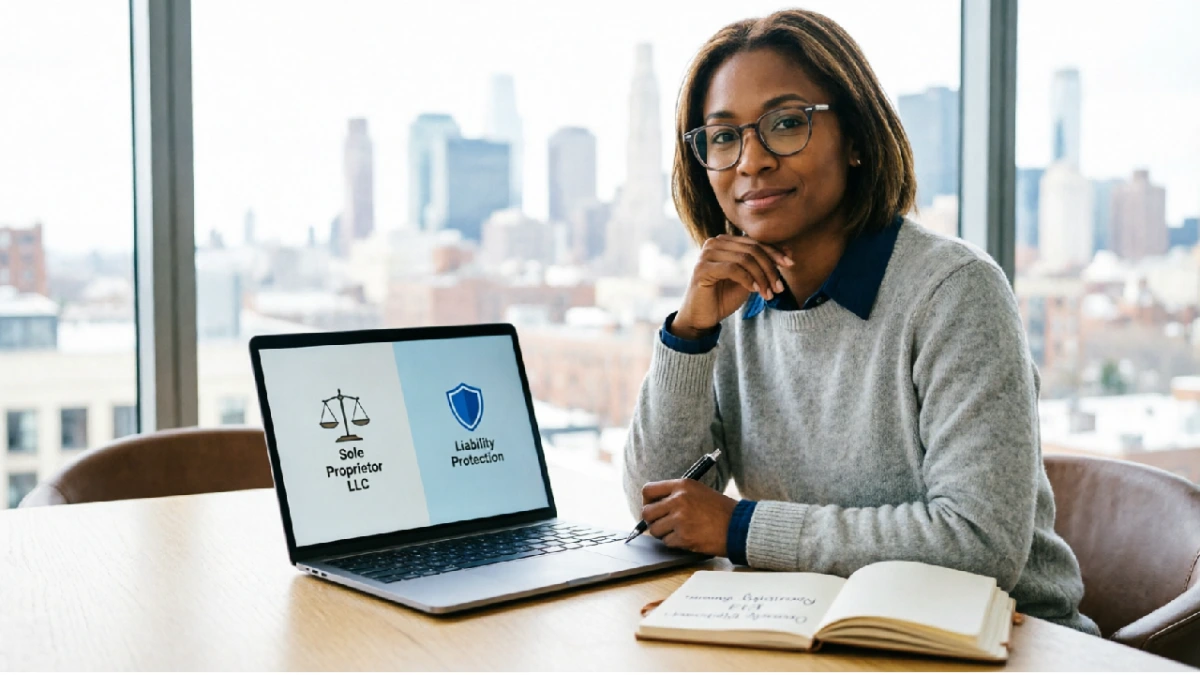 Do you need an LLC to start an online business - entrepreneur working on laptop with business formation documents
