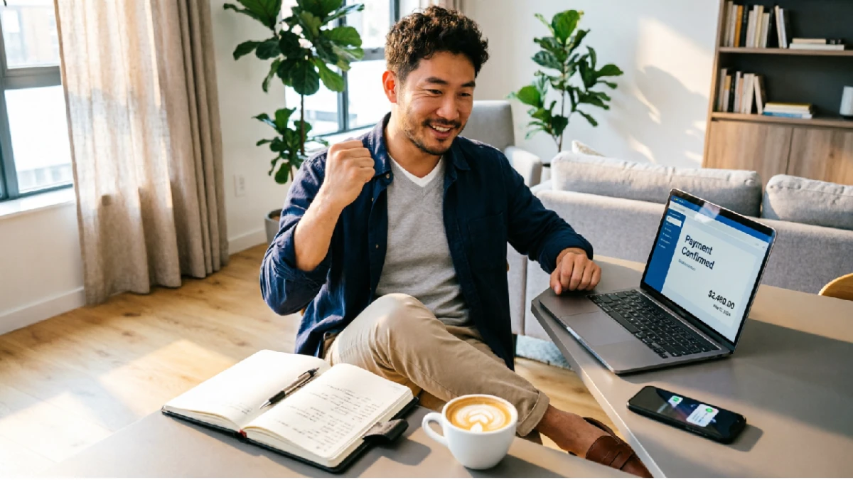 How to get your first paying client fast - freelancer landing new client through direct outreach and clear service offer